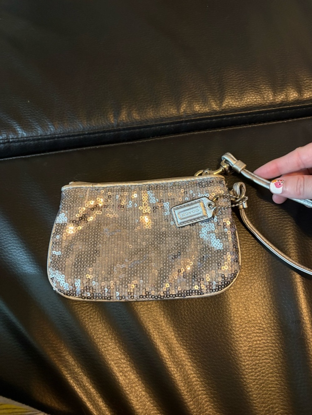 Coach Silver Sequin Wristlet / Clutch – Sparkly Evening Bag